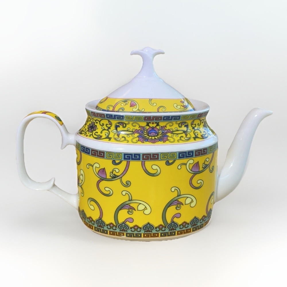 Coastline Imports Gracie China Yellow Dynasty Teapot New Tea Brew‎ Oval 32 oz